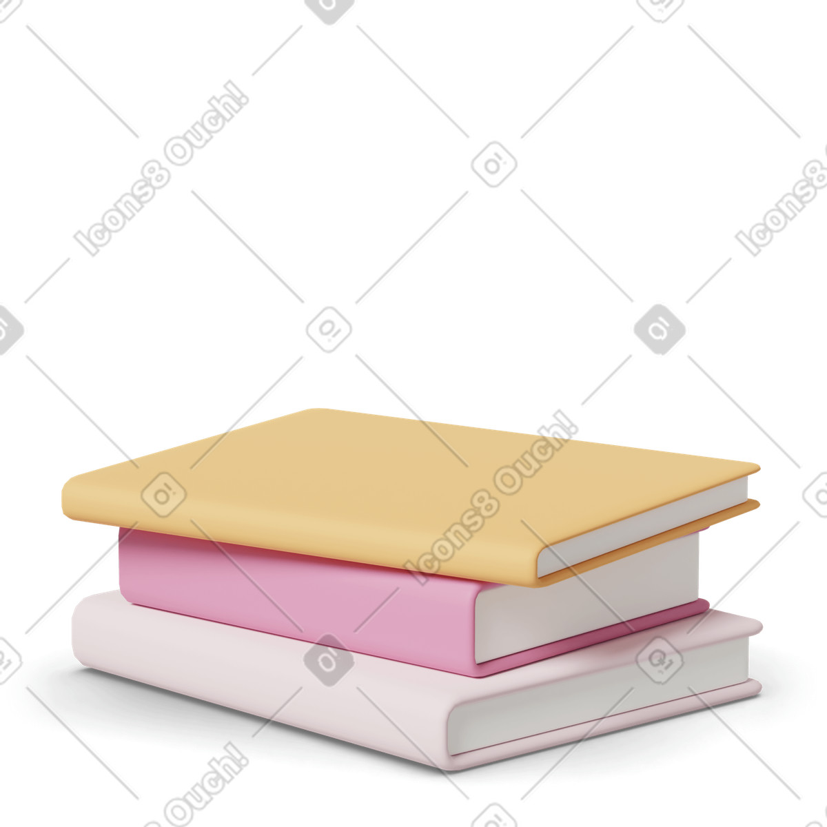 3D Casual life スタイルの Books lying on top of each other のイラストをPNG、SVG形式でダウンロード