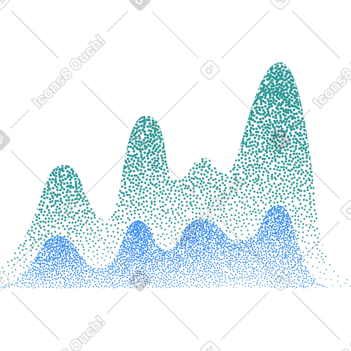 下载 Grain 风格的 Business performance growth curve with dense scattered dot pattern 插画，支持 PNG、SVG 格式