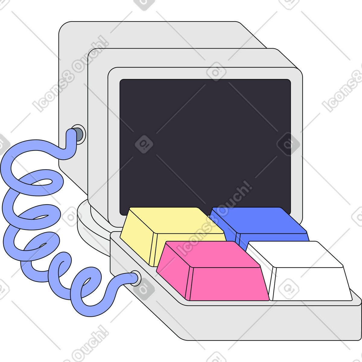 Ilustração de Terminal computador em no estilo Teko para baixar em PNG, SVG