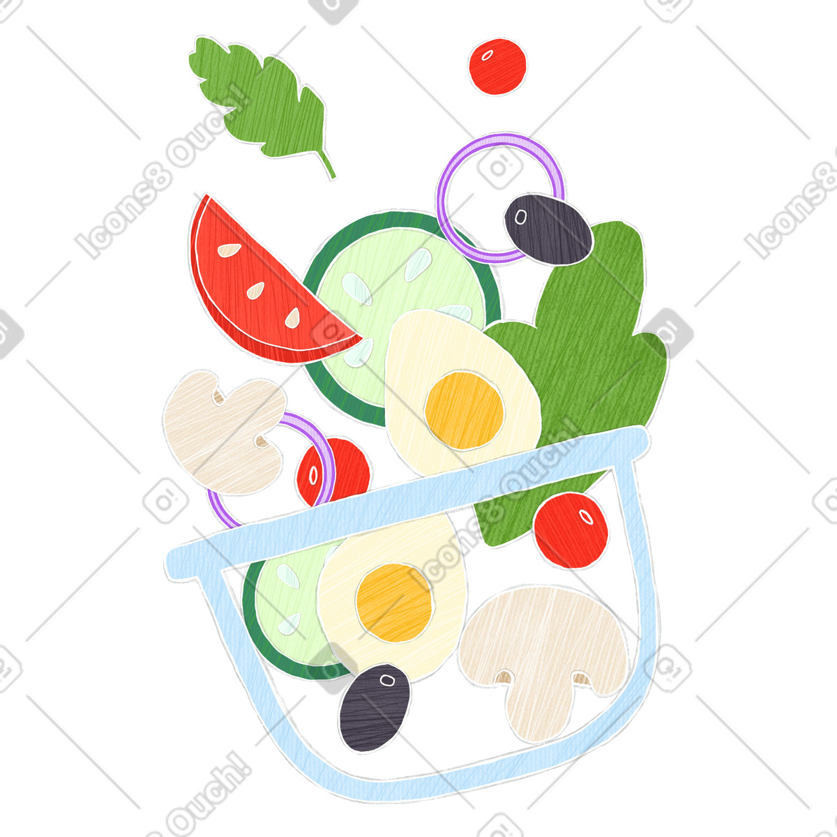 Ilustração de Vegetable salad for a healthy diet em no estilo Crafty para baixar em PNG, SVG