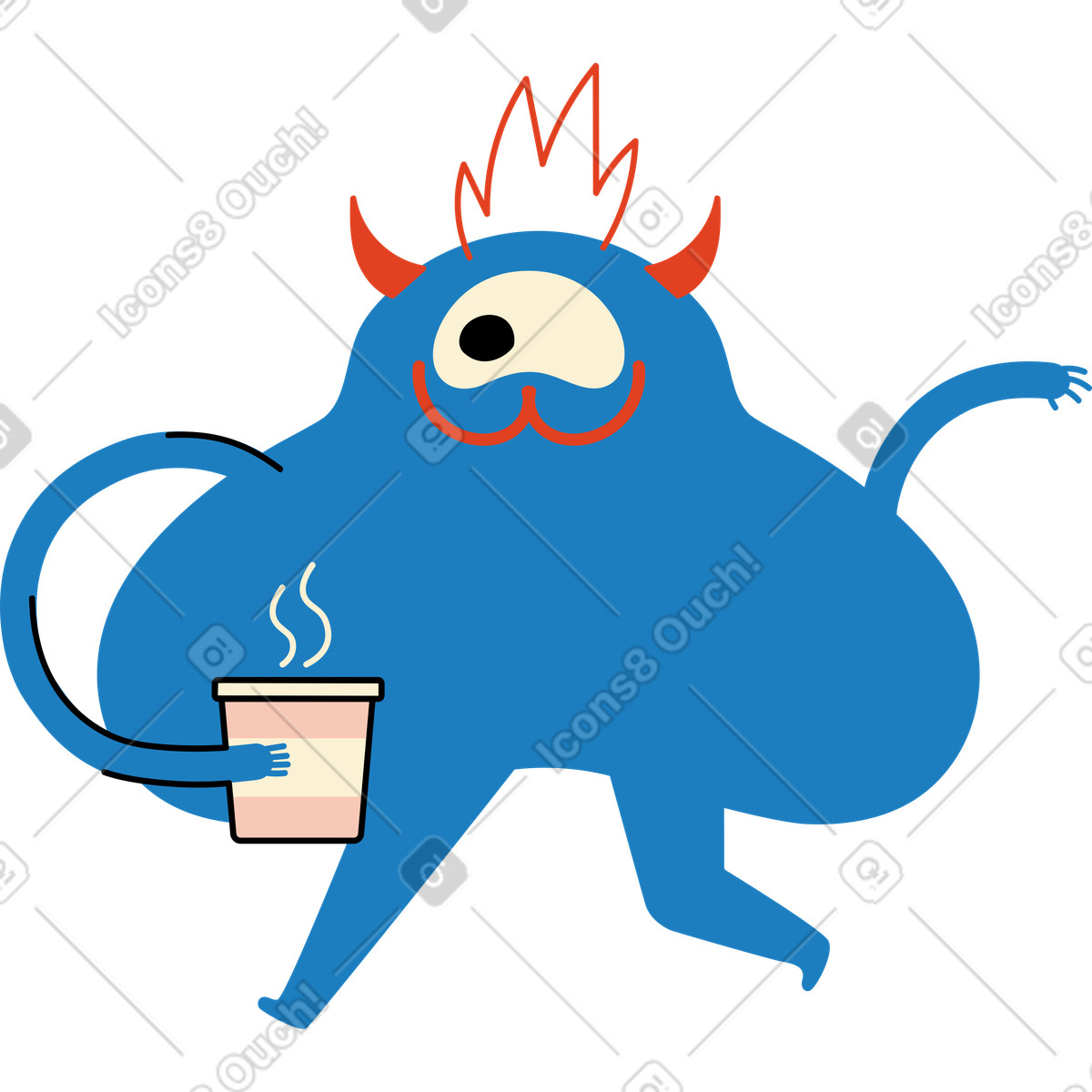 Ilustración Personaje azul con un ojo en estilo Jelly a descargar en PNG y SVG