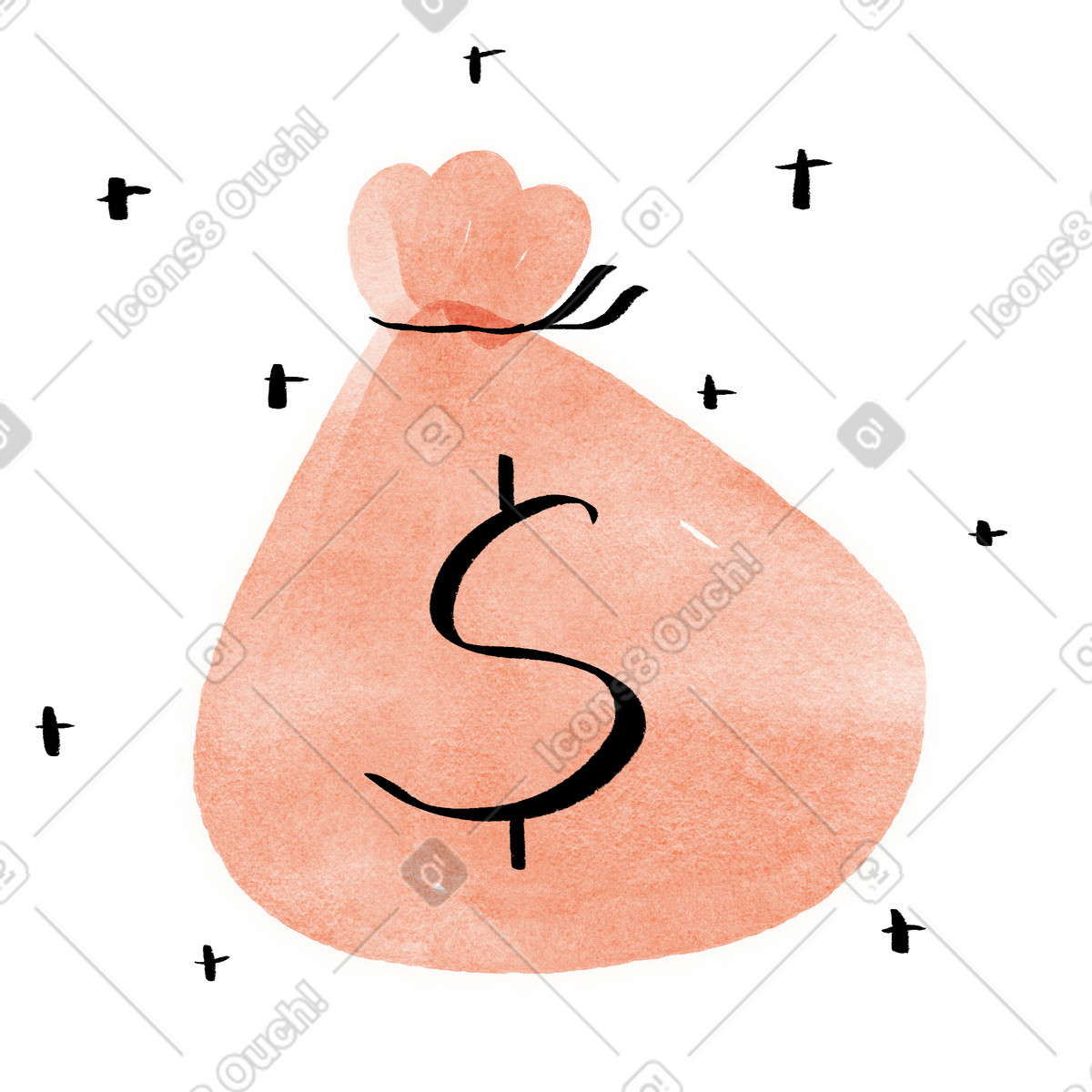 Anthropic Claude Hand Drawn 스타일의 Money bag with dollar sign symbolizing savings wealth and capital 일러스트레이션 PNG, SVG 다운로드
