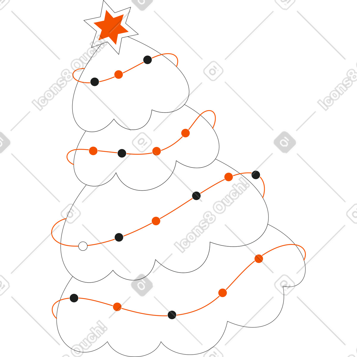 Weihnachtsbaum-Illustration im Strict-Stil als Download in PNG, SVG