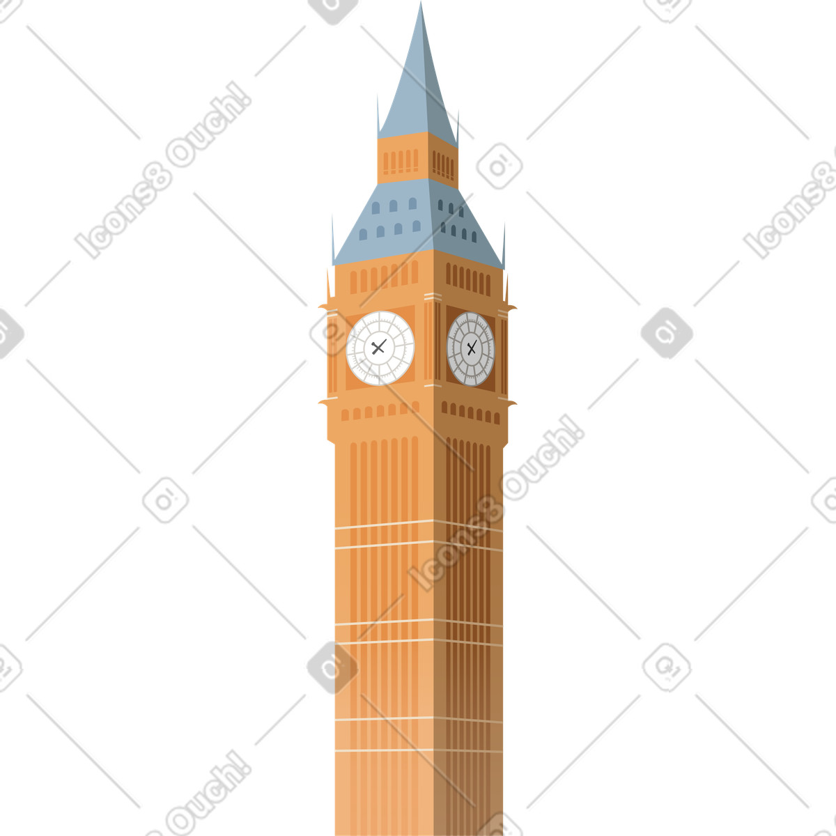 Big ben illustration in Vivid style download in PNG, SVG