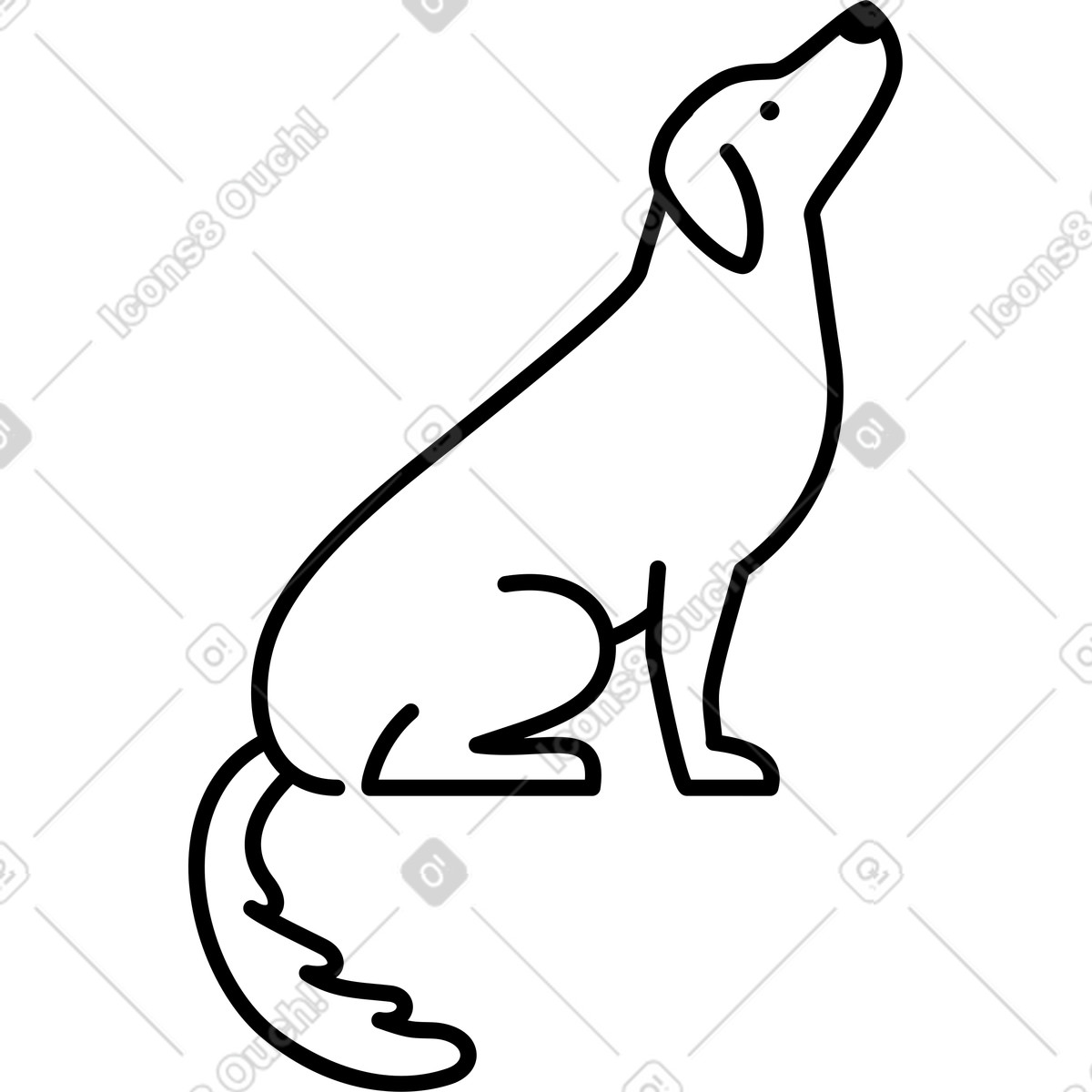 Illustration Chien retriever assis dans le style Transistor à télécharger aux formats PNG, SVG