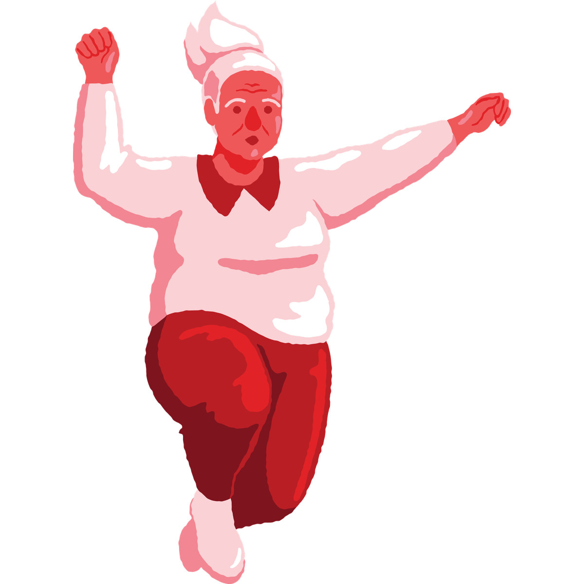 Ilustración Old curvy woman jumping en estilo Cherry a descargar en PNG y SVG