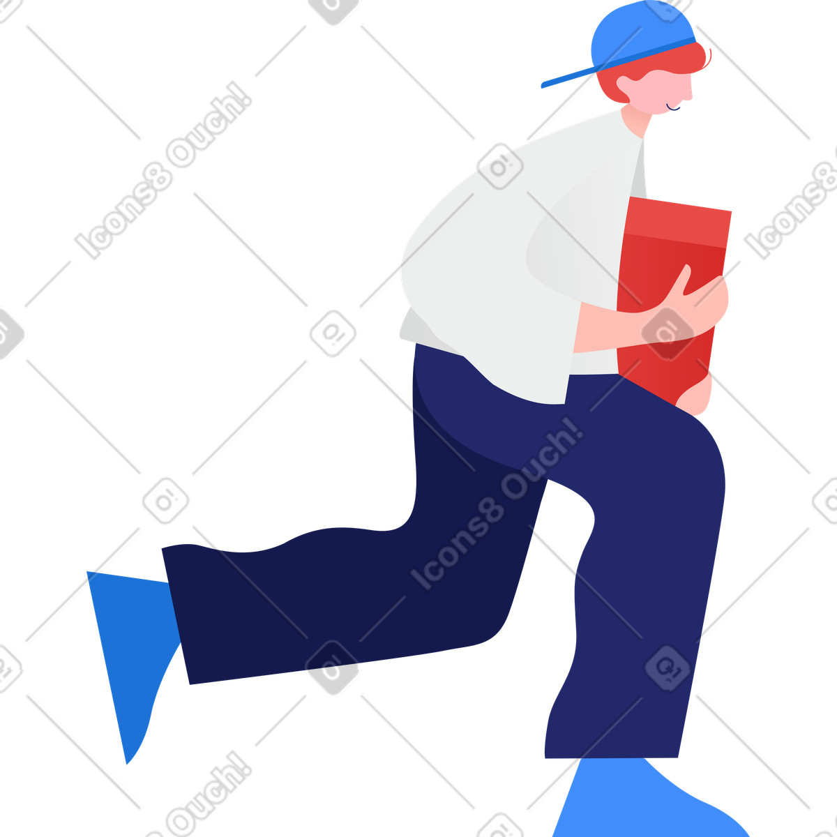 Zusteller mit box-Illustration im Clip-Stil als Download in PNG, SVG