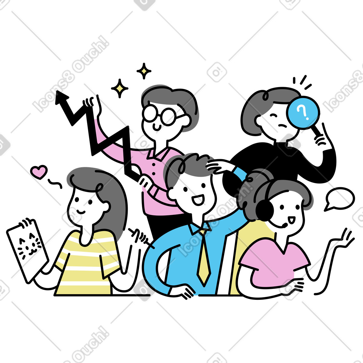 Teamarbeit mit vereinten kräften-Illustration im Mochi-Stil als Download in PNG, SVG