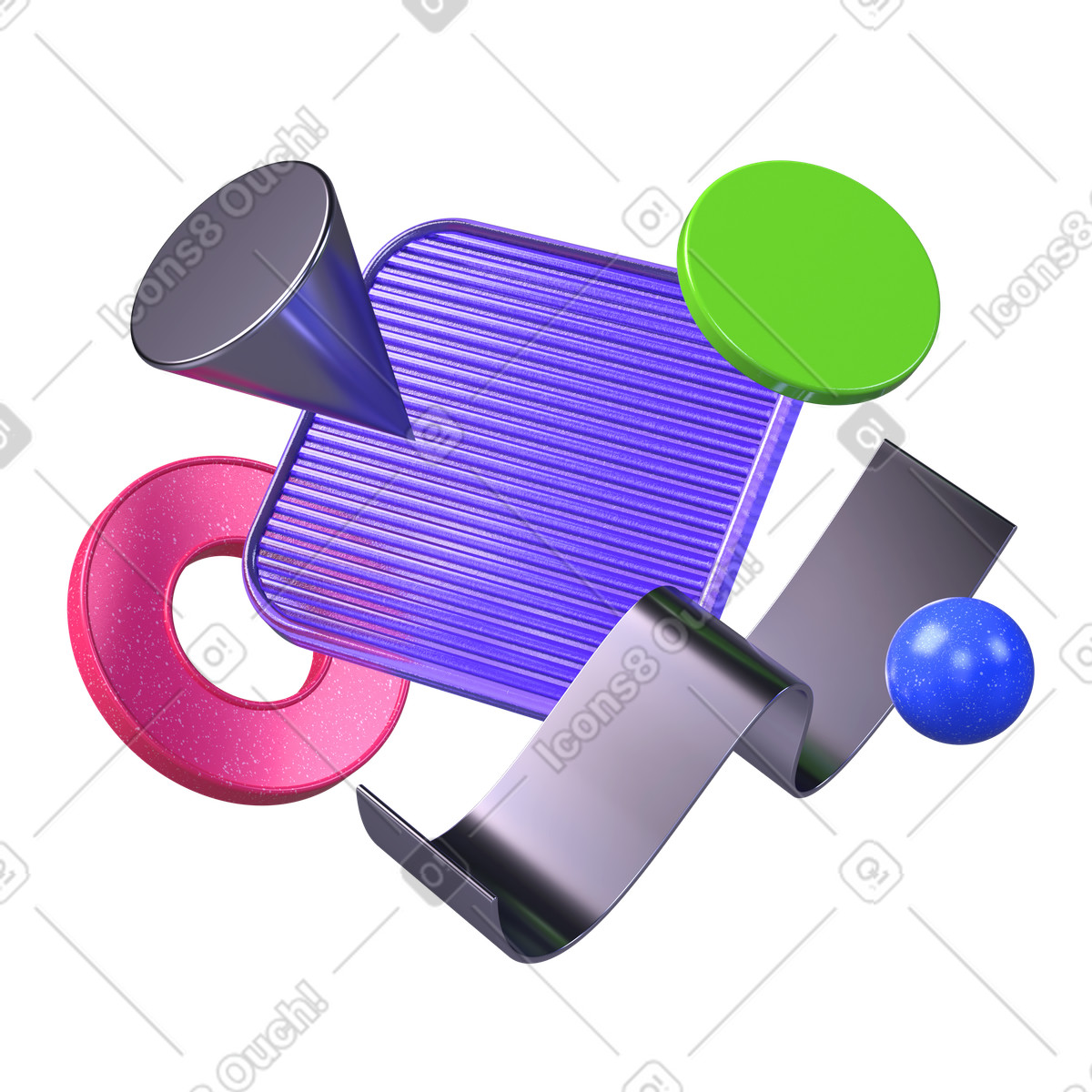 下载 3D Boost 风格的 几何形状的抽象构成 插画，支持 PNG、SVG 格式
