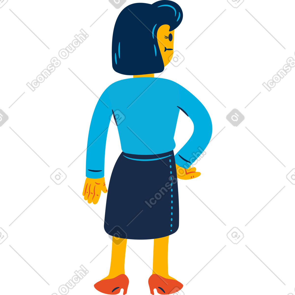 Thoughtful woman illustration in Flame style download in PNG, SVG