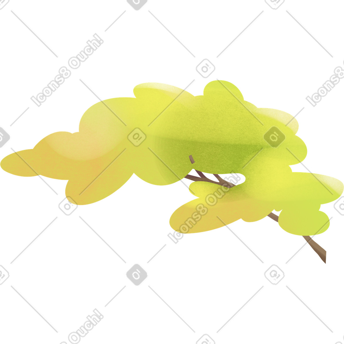 Green tree branch illustration in Shine style download in PNG, SVG