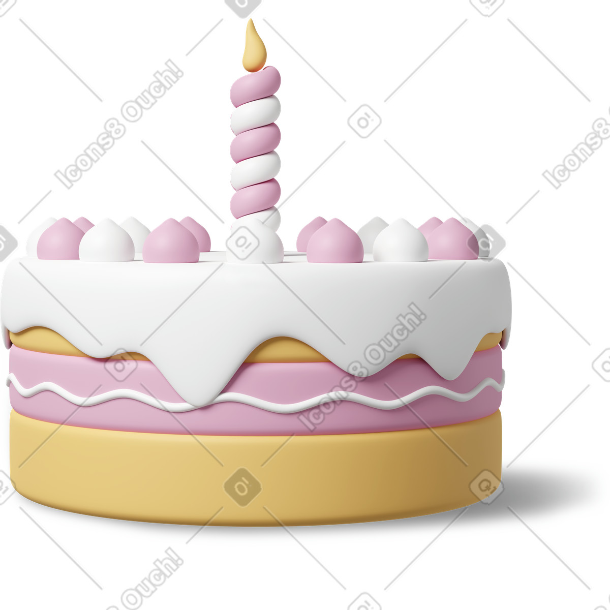 3D Casual life 스타일의 Birthday cake small 일러스트레이션 PNG, SVG 다운로드