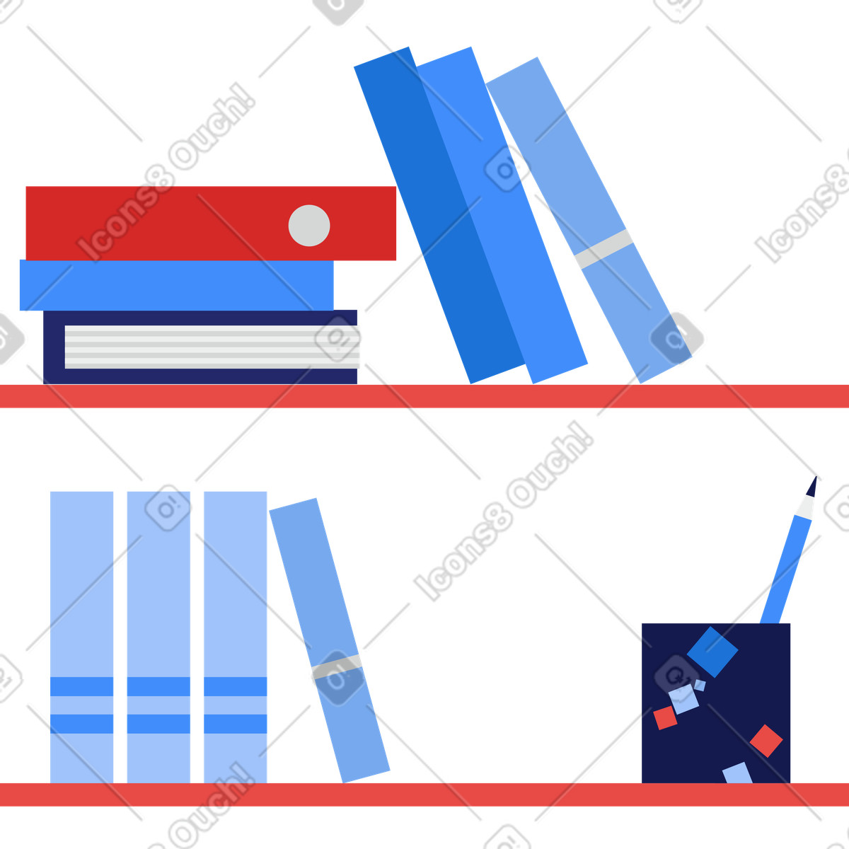 Illustration Étagère à livres dans le style Clip télécharger aux formats PNG, SVG