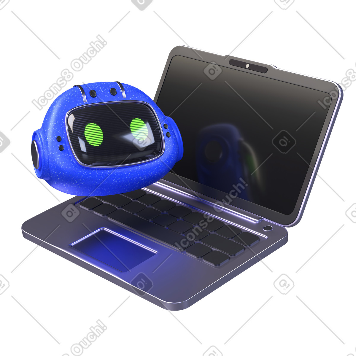 Иллюстрация Чатбот с использованием ноутбука в стиле 3D Boost — скачать в форматах PNG, SVG