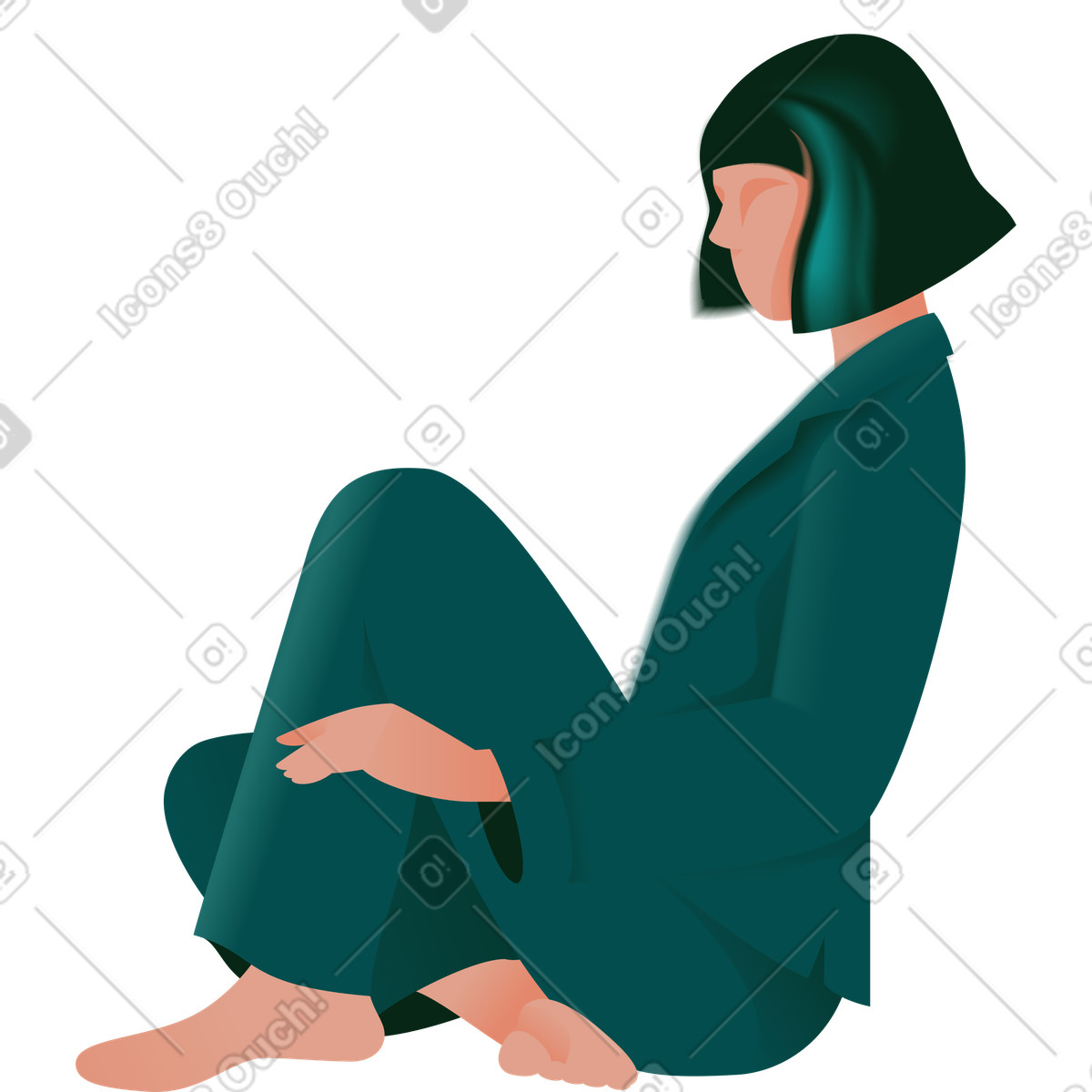 Office 스타일의 앉아있는 여자 일러스트레이션 PNG, SVG 다운로드
