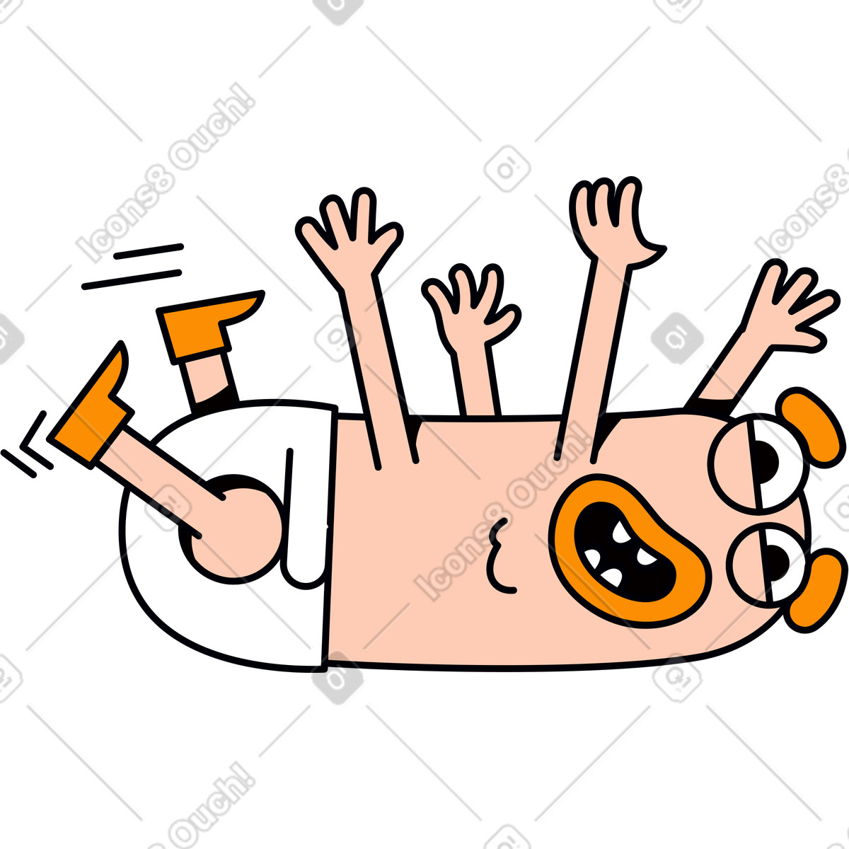 Figur mit vier armen liegt auf dem rücken-Illustration im Droll-Stil als Download in PNG, SVG