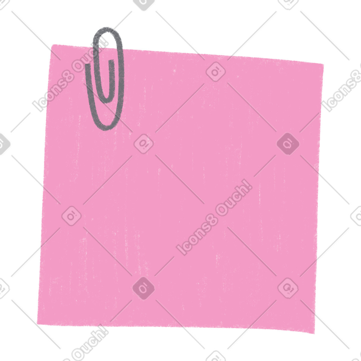 Pink post it note and paperclip illustration in Tutti style download in PNG, SVG