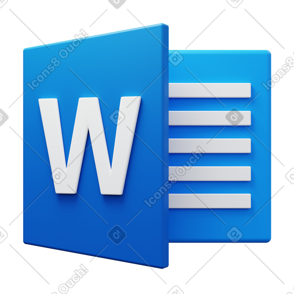 Microsoft Word illustration in 3D Fluency style download in PNG, SVG