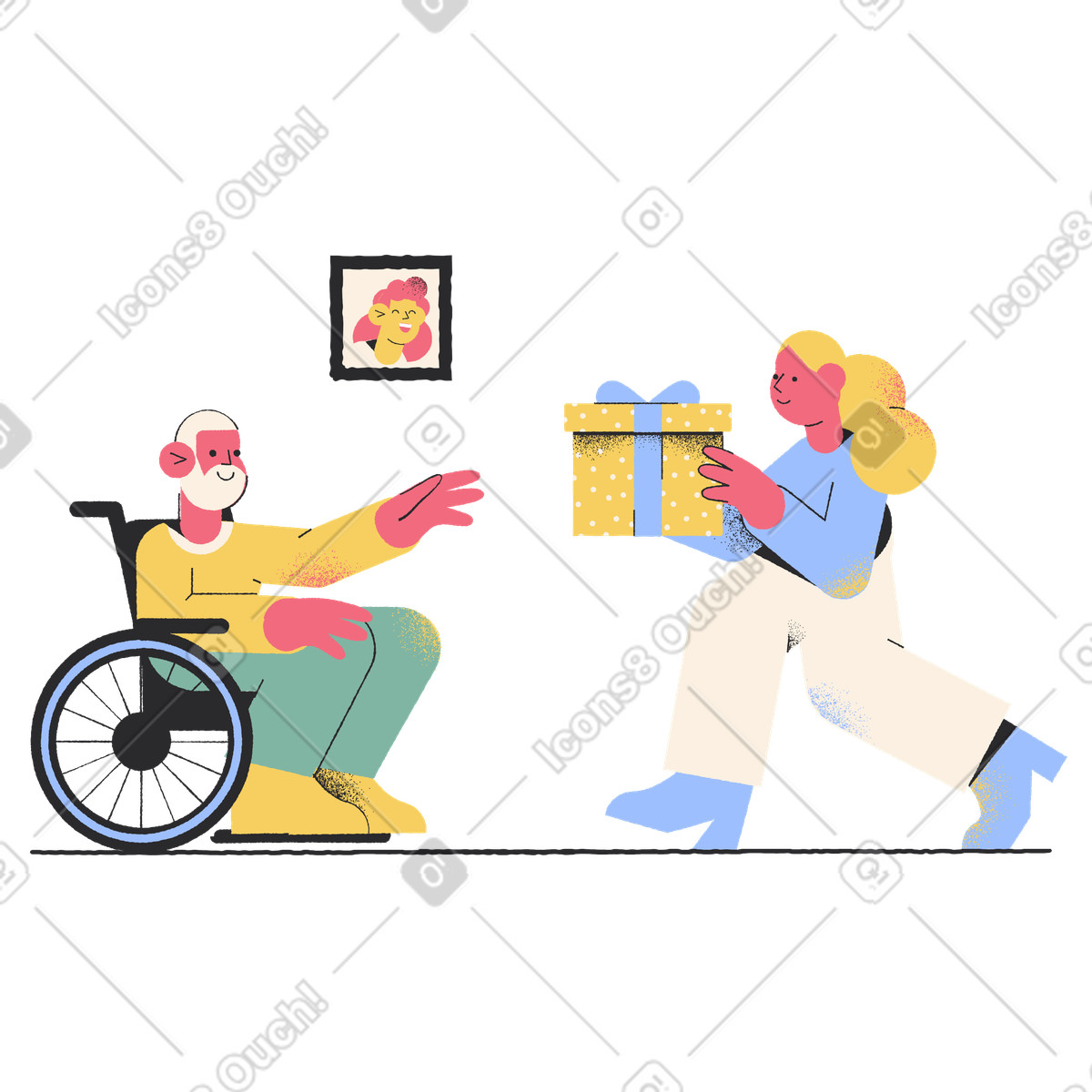 Visiting grandparents illustration in Pablo style download in PNG, SVG