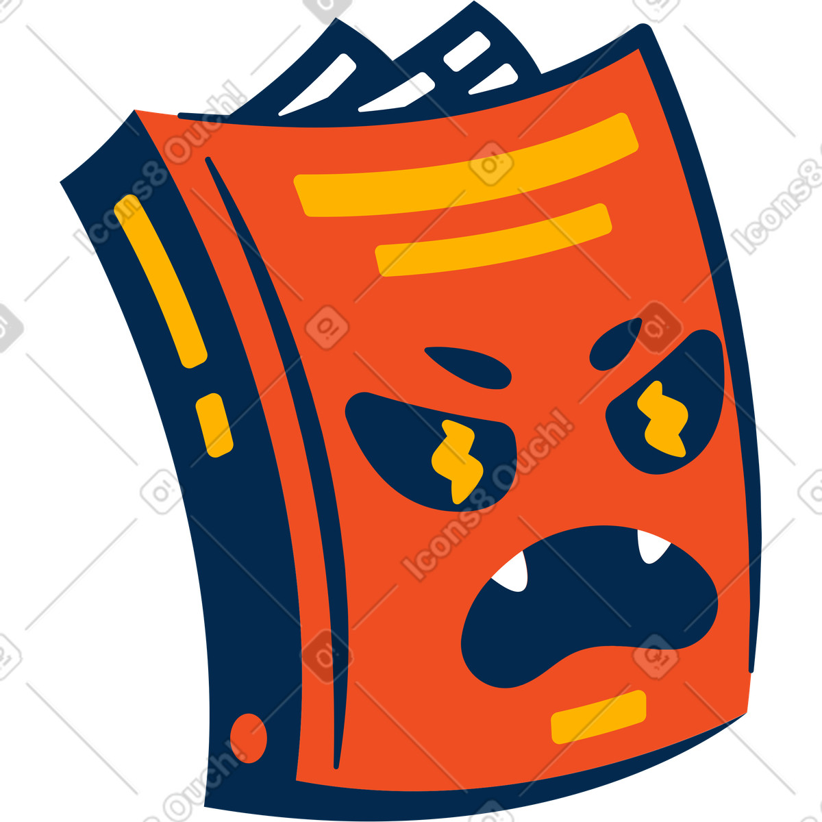 Book angry illustration in Flame style download in PNG, SVG