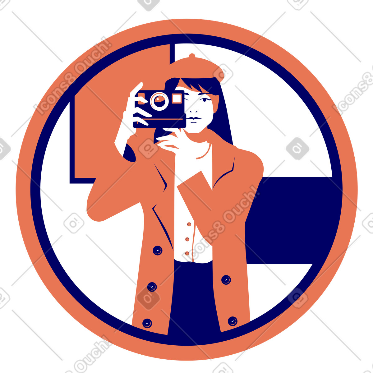 Ilustração de Mulher tirando uma foto si mesma no espelho em estilo Lounge para baixar em PNG, SVG