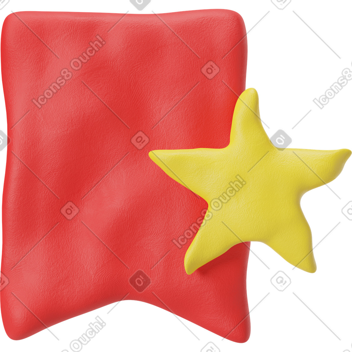 Icona dei preferiti rossa illustrazione in stile 3D Plastilina scarica in PNG, SVG