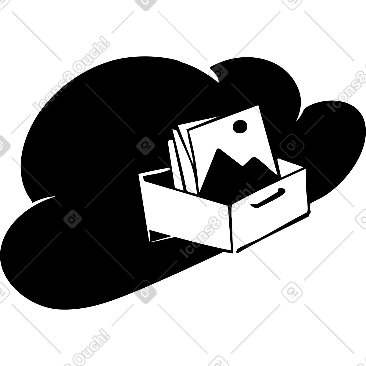 Illustration Nuage avec tiroir dans le style Line à télécharger aux formats PNG, SVG