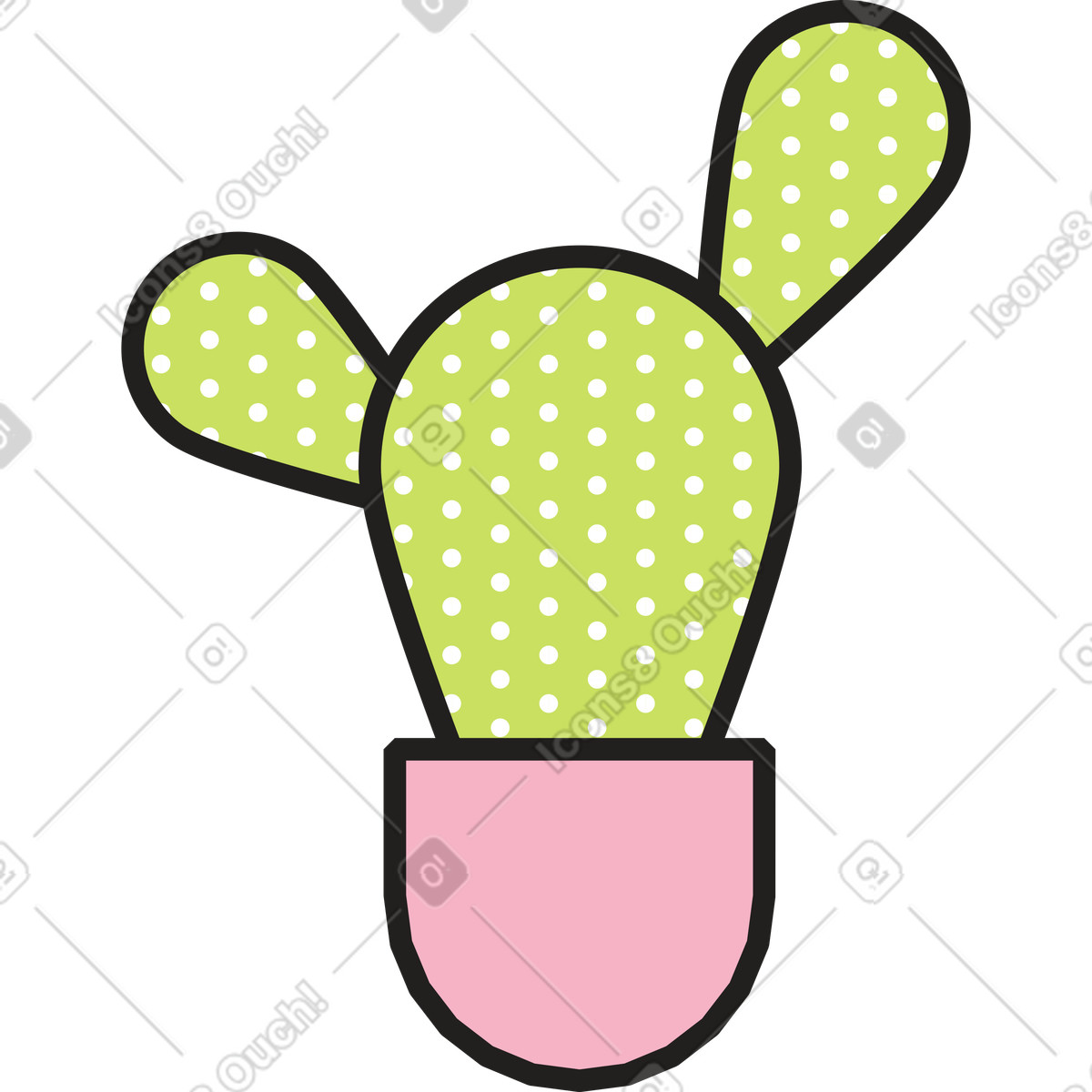 Cactus verde in vaso rosa illustrazione stile Dazzle scarica PNG, SVG