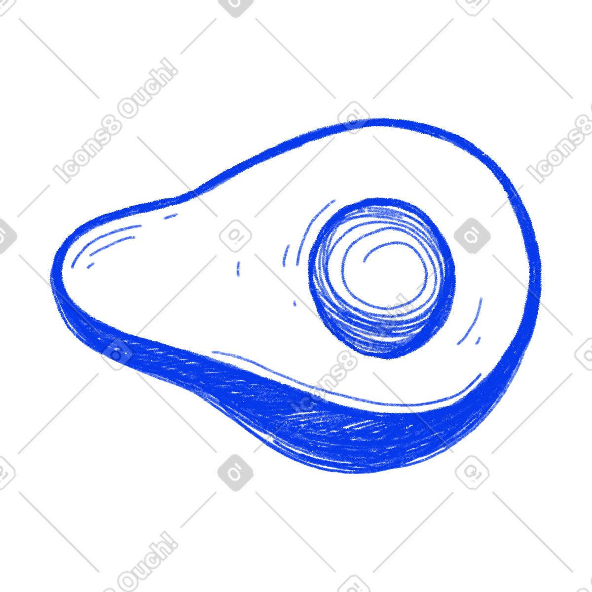 Illustration Blue half avocado dans le style Biro à télécharger aux formats PNG, SVG