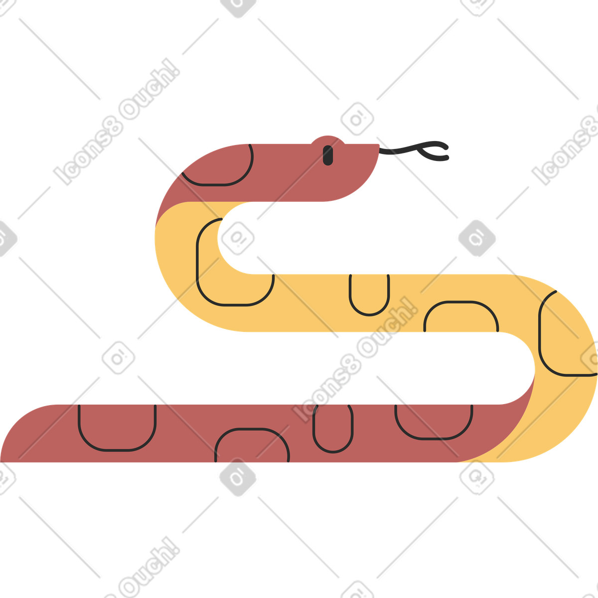 Schlange-Illustration im Marginalia-Stil als Download in PNG, SVG