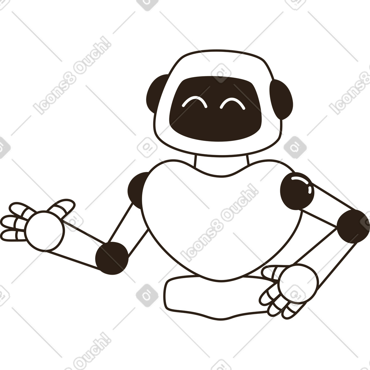 Roboter winkt-Illustration im Plain-Stil als Download in PNG, SVG