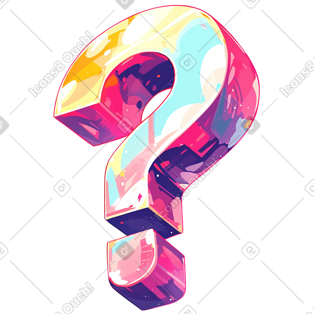 Question mark illustration in Glazy style download in PNG, SVG