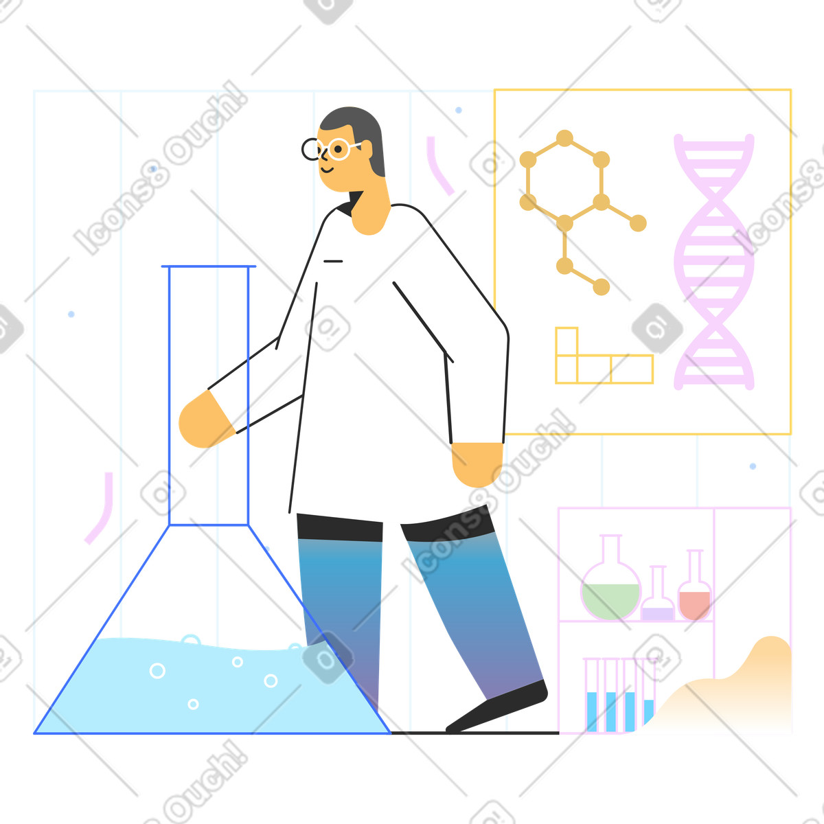 Bio-tecnologie illustrazione in stile Marginalia scarica in PNG, SVG