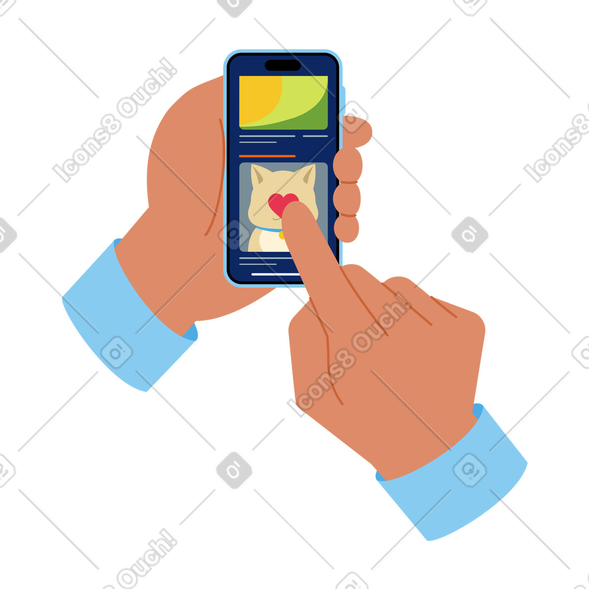Social media scrolling on the phone illustration in Catchy style download in PNG, SVG