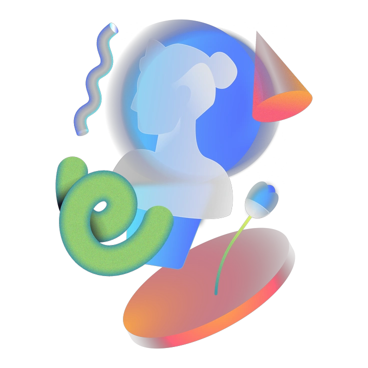 Abstract shapes and a bust figure - Morphis style illustration
