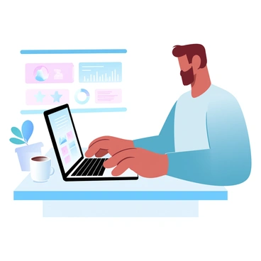 A friendly character using a SaaS application with ease and satisfaction