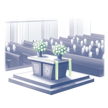 The bimah in a synagogue, decorated for a festive occasion