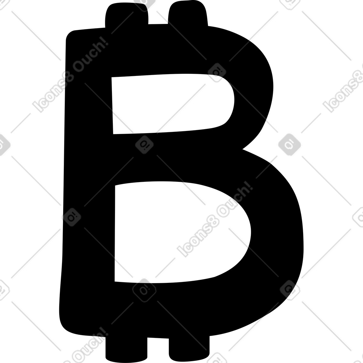 Ilustración Signo de bitcoin en estilo Journal a descargar en PNG y SVG