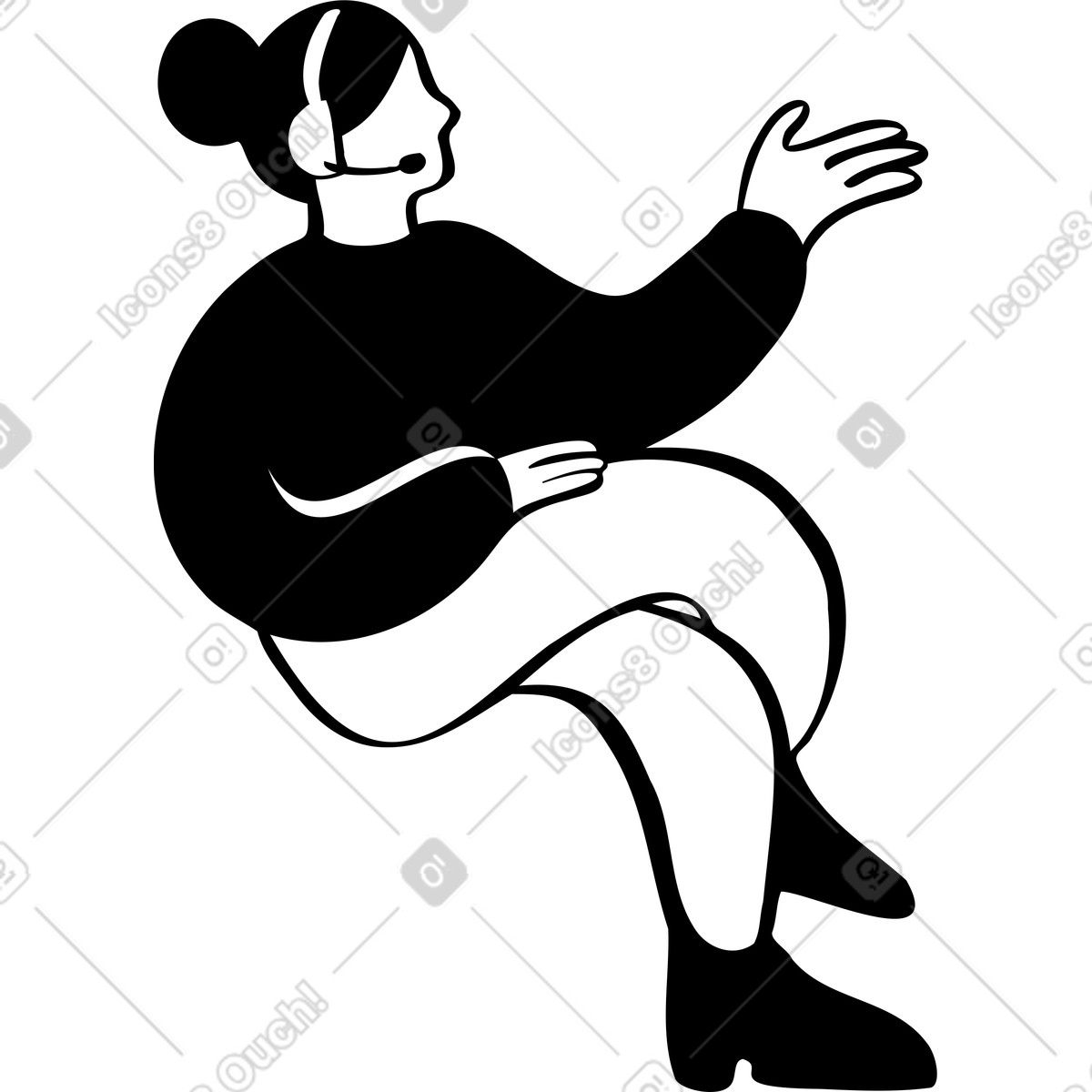 下载 Journal 风格的 戴着耳机坐着的女人 插画，支持 PNG、SVG 格式