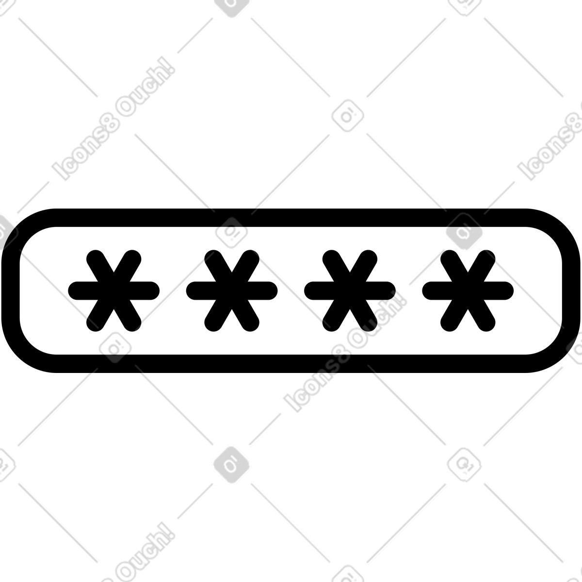 下载 Notion Line Art 风格的 Password field with four asterisks masking hidden login characters 插画，支持 PNG、SVG 格式
