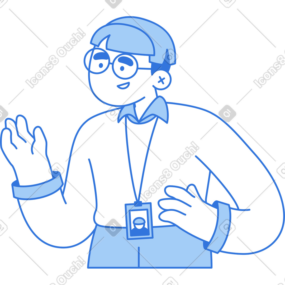 Sky スタイルの 話し、プレゼンテーションする男性 のイラストをPNG、SVG形式でダウンロード