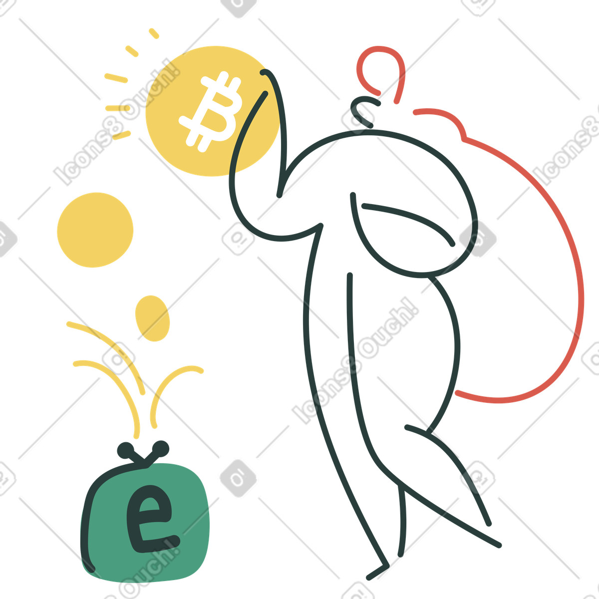 E-wallet illustration in Macaroni style download in PNG, SVG