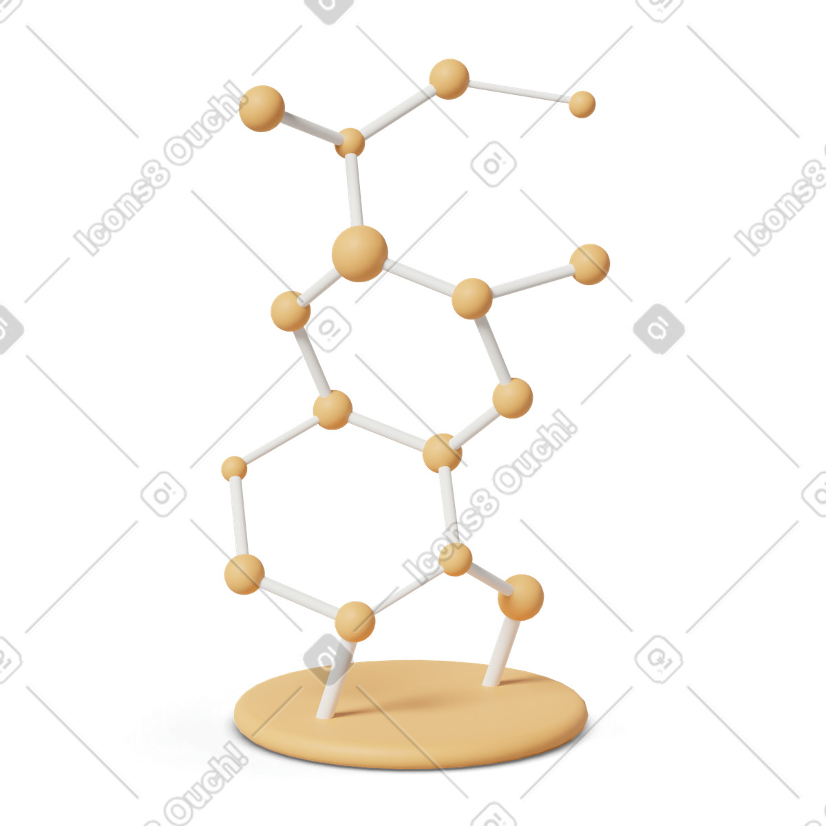 3D Casual life スタイルの Orange molecular model のイラストをPNG、SVG形式でダウンロード