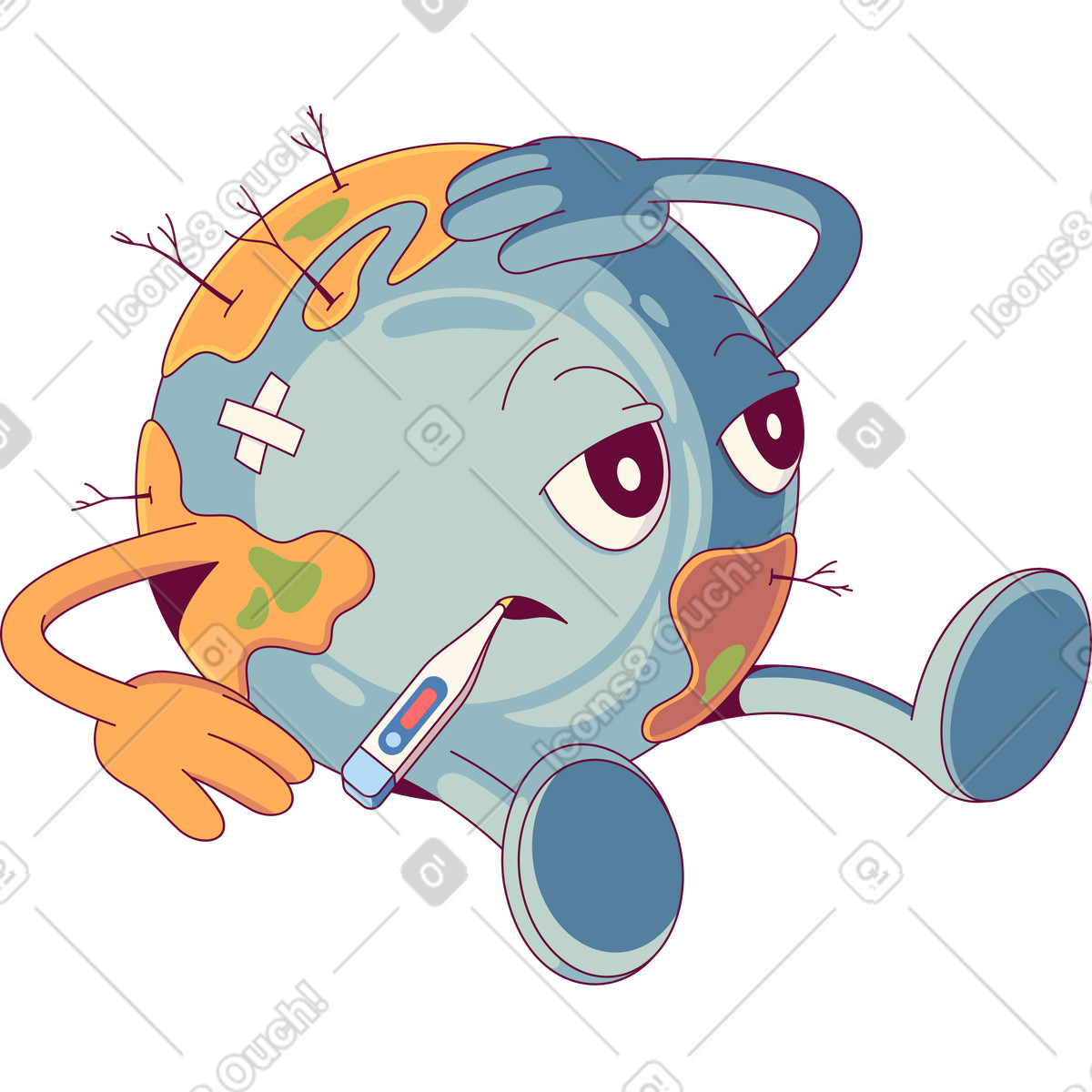 Die erde hat umweltprobleme satt-Illustration im Handy-Stil als Download in PNG, SVG