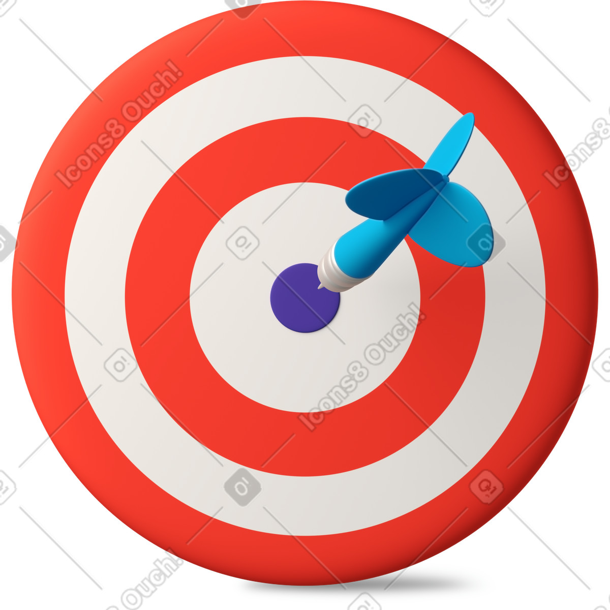 3D Business 스타일의 Target with dart arrow in bullseye 일러스트레이션 PNG, SVG 다운로드