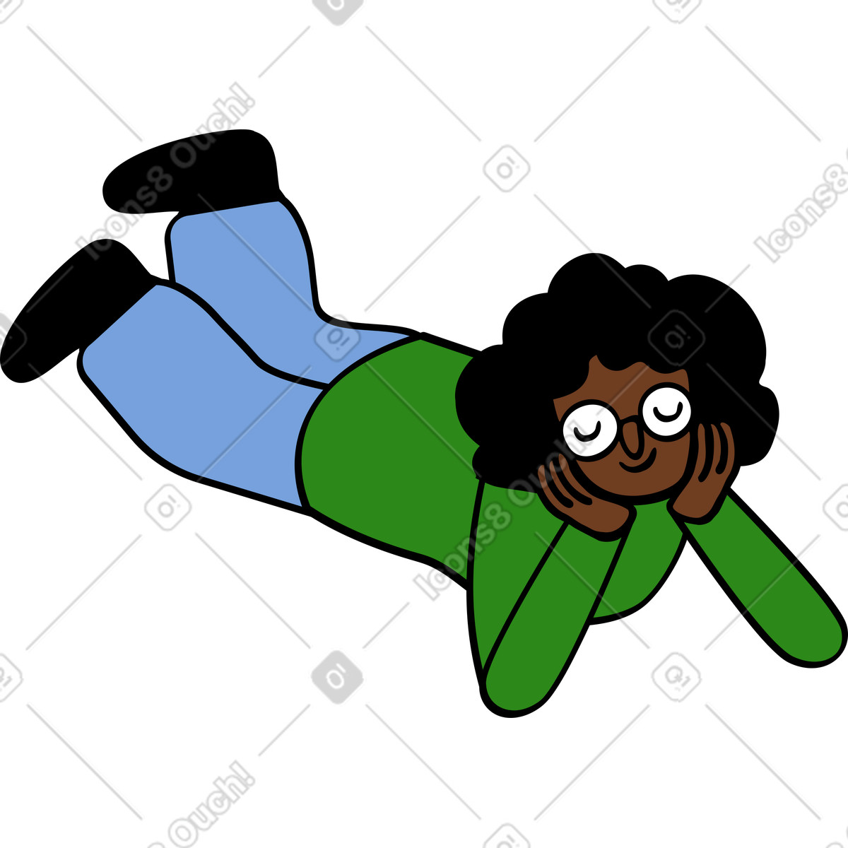 Donna sdraiata a pancia in giù illustrazione stile Comic scarica PNG, SVG