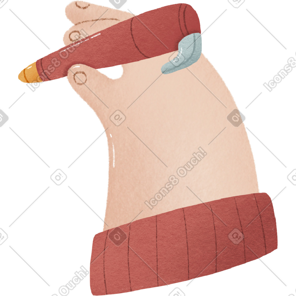 Ilustración Hand holds a ballpoint pen en estilo Woolly descargar en PNG y SVG