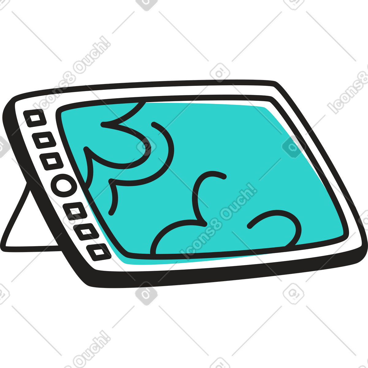 Tablet mit anzeige-Illustration im Little-Stil als Download in PNG, SVG