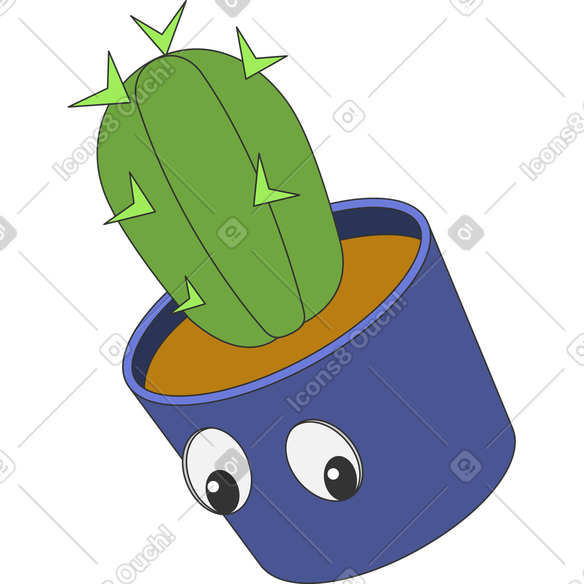 Cactus in vaso illustrazione animata stile Kit scaricabile GIF, Lottie (JSON), AE