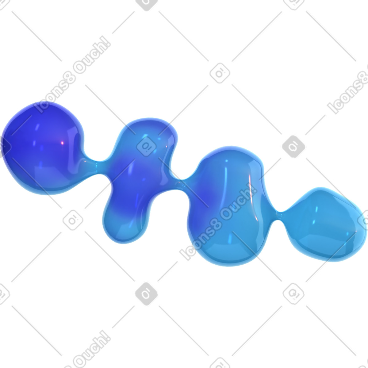 Fluid glossy shape illustration in 3D Glassy style download in PNG, SVG